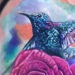 Rose, Hibiscus, Hummingbirds Tattoo Design Thumbnail